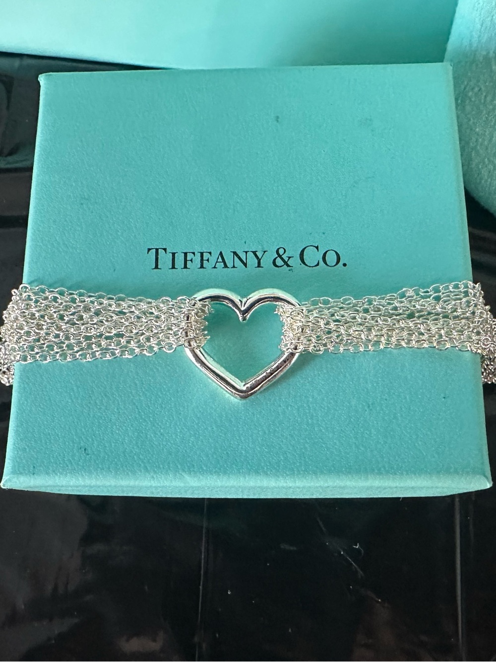 ๐ Tiffany & Co 925 Sterling Silver Retired Heart Mesh Multi-Strand Bracelet. ๐ - Picture 2 of 7